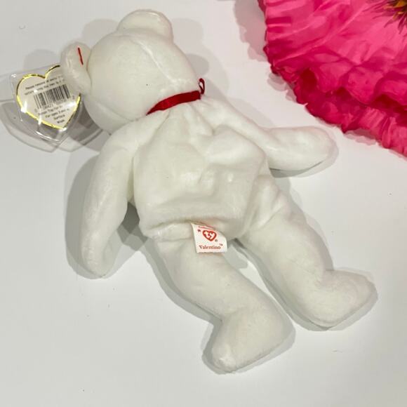 Ty Beanie Babies Valentino the Teddy Bear 1994 - White With Tag - Picture 4 of 6